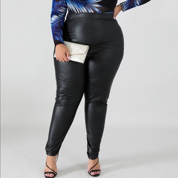 Pants - 2X Dani Faux Blk Leather Biker Pant